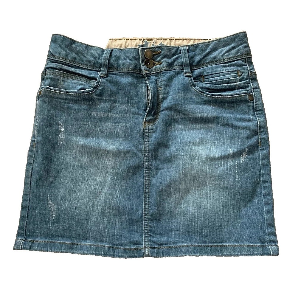 Promod Blue Denim Mini Skirt Straight Jean Skirt Size US 6 EU 36